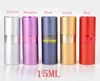 100PCS / LOT FAST SPACK 15ml Rotate Refillerbar Parfymflaska Mini Traveller Aluminium Spray Atomizer Tomma flaskor