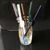 Rökrör mini vattenpipa glas bongs färgglad metallformad färgglad spiral rak halm