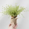 Plante artificielle en toile de jute, bonsaï Gypsophila, décoration de jardin de maison, fleur magnétique avec vase, herbe en pot de lavande, cadeau 1 ensemble