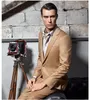 Latest Design Khaki Men Suits for Wedding Notch Lapel Handsome Groom Tuxedos Slin Fit Bridegroom Blazers 2 Piece s(Jacket+Pants+Tie)1131