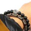 New Mens Bracelet Wholesale 10pcs/lot 8mm Matte Agate Stone With Stainless Steel Lion Head Macrame Bracelets For Party