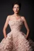 Krikor Jabotian Vintage Prom Dress Sexy Strapless Knee Length Short Dresses Evening Wear Hand Made Flowers Plus Size Cocktail Gowns