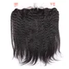 Trame di capelli umani vergini malesi con 13X4 pizzo frontale capelli del bambino crespi diritti 4 pezzi fasci di fasci frontali chiusure intere9479153