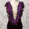 Purple Dresses Noble Evening Jewel Sleeveless with Feather Beaded Mermaid Prom Back Zipper Sweep Train Custom Made Party Gowns