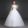 Luxury Crystals Sleeveless 3D-Floral Appliques Strapless Ball Gowns Wedding Dresses Rhinestones Lace-up Back Wedding Gown