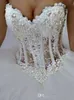 Discount Ball Gown Wedding Dresses Sweetheart Corset See Through Floor Length Princess Bridal Gowns Beaded Lace Pearls Custom Made Bridal