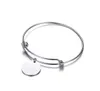 Or/argent/or rose en acier inoxydable mode fil lien chaîne Bracelet manchette jonc médailles rondes bracelet à breloques femmes hommes beaux cadeaux