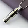 Mens Necklace Stainless Steel Glass Cylinder Aromatherapy Essential Oil Perfume Pendant Necklace Jewelry for Men Hip hop