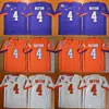 Niños de los hombres 4 Deshaun Watson Naranja Blanco Púrpura Color Juventud Colegio Fútbol Ed Jerseys Bordado S Free Drop