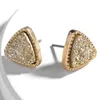 Druzy Drusy Earrings Gold Plated Triangle Geometry Stone Stud Earings Christmas gift