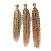 Virgin Peruaanse Piano Kleur Menselijk Haar Weave Bundels Kinky Krullend # 27/613 Piano Gemengde Human Hair Extensions Two Tone Ombre Hair Bundle Deals