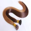 Stick I Tip dans les extensions de cheveux Couleur Marron 1gr st extension de cheveux remy pré-collés 300gr Lot de vague droite, DHL gratuit