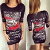 Kvinnor Sommar Klänningar Ny 2018 Casual Sexy Heart Cartoon Print Bodycon Penna Kvinna Party Club Milk Silk Mini Dress Robe Vestidos