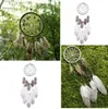 Handgjorda Silver Bead Dream Catcher Wind Chimes Indian Style Feather Pendant Dreamcatcher Creative Car Hanging Decoration Ga456