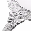 1pcs Cute Silver Vintage Ladies Floral Repousse Oval Round Makeup Hand Hold Mirror Princess Lady Makeup Beauty Dresser Gift8278766