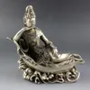 Çin Gümüş Budizm GuanYin Tanrıçası Kwan-yin Buda Heykeli