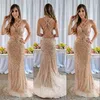 Champagne Crystal Mermaid Prom Dresses Luxury Sparkly Rhinestone Beaded Backless Long Party Dress Custom Made Cutaway Evening Dress Gowns