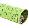 Tunnel per gatti per animali domestici, giocattolo per tunnel per gattini increspati, verde stampato, con giochi con la palla, divertenti giocattoli per gatti sfusi, tunnel per conigli