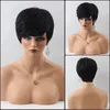 Brazilian Human Virgin Remy Baby Soft Hair Lace Front Short Straight Wigs 130% Desnity Unproccessed Natural Black Color