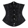 Women Brocade Steel Boned Under bust Black Waist Trainer Corset Shapewear Bustier Plus Size Free Shipping