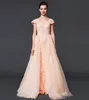 High Quality New Formal Evening Dresses Noble And Elegant Large Round Neck Pink Lace Applique Bead Spring And Summer Big Party Dresses HY139