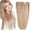 Clip Curly Hair Extensions Clip In Real Human Hair Extensions Proste jasnobrązowe (# 6) 7 sztuk 100 gramów / 2.82oz 20 kolorów Opcjonalnie