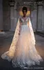 2019 Böhmische Brautkleider mit V-Ausschnitt, sexy, rückenfrei, Sweep-Zug, Glockenärmel, Boho-Brautkleid, Spitze, Applikationen, Strand, Übergröße, Weddi216v