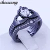 Choucong 4 cores Birthstone Mulheres claddagh anel 5a zircão CZ preto preto aliança de casamento conjunto de noivas para mulheres Men5910283