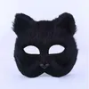 Plastic Villus Arctic Fox Mask Cosplay Party Upper Half Face Halloween Masks Cat Masquerade Party Masks193D