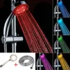 Pommeaux de douche réglables à économie d'eau, pomme de douche colorée à LED, cascade en plastique ABS rond, pomme de douche unique, arroseur de bain + tuyau de 1.5m