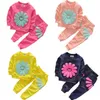 Set di vestiti per bambina autunnale Top T-shirt Pantaloni Abiti Stampa floreale Set di abbigliamento per neonato