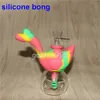 Hookahs Wholesale Bongs and Down Stem Silicone Water Pipe DABリグ14mm関節ガラスボウル着色スワンShape Bong DHL