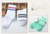 Unisex Women Socks Classic Two Stripes Cotton Socks 통기성 복고풍 구식 School Short Ladies Tube Socks Chaussette 11 Colors