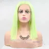 FZP Güzellik Uzun Düz Dantel Ön Peruk Sarı Yeşil Yumuşak Fiber Sentetik Isıya Dayanıklı Tam Peruk siyah kadınlar için peruk