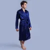 1844brand Longo Dobe Emulação Silk Soft Home Bathrobe Plus Size S-XXL Camisola Para Homens Kimono Robes Autunm Primavera Inverno Verão