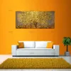 Peintures à la main moderne abstrait paysage huile sur toile mur Art arbre doré photos pour salon noël décor à la maison1