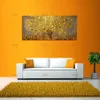 Gemälde handgemachte moderne abstrakte Landschaft Öl auf Leinwand Wandkunst Goldener Baum Bilder für Wohnzimmer Weihnachten Home Decor1253w