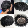 8mm Afro Wave Toupee Indian Virgin Human Hair Replacement Mono with PU for Black Men Express Delivery