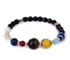 DHL Universe Galaxy Åtta planeter Flätade Bead Armband Solar System Moon Star Natural Stone Strands Bangle Wrtistgband för kvinnor Smycken