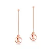 Women039s långa örhängen Fashion Personlighet Creative Long Double Circle Tassel Earrings Titanium Steel Rose Gold Color6645123
