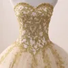 2018 New Arrived Real Photo Sexy Gold Appliques Crystal Ball Gown Quinceanera Dress with Sequin Sweet 16 Dress Vestido Debutante Gowns BQ124