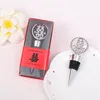 Hot Sell 300pcs "Double Happiness" Elegant Chrome Wine Bottle Stopper i Asian-Themed Presentförpackning Bröllop Favoriter