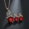 Nieuwe populaire vrouwen luxe multi-color edelsteen ketting en oorbel vergulde ketting sieraden set voor geschenk