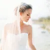 Viels de mariage de haute qualité avec perles Tulle doux avec bord en dentelle nouveauté ivoire 1.5*1.5 m voiles de mariée accessoires de mariage