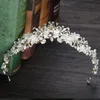 Rhinestone Pearl Flower Bridal Crowns Handmade Vintage Gold Tiara Headband Crystal Diadem Crown Wedding Hair Accessories