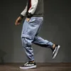 Ropa de mezclilla de moda ropa japonesa de streetwear hip hop jeans pantalones de carga pantalones azules flacos