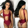 2018 Ny ankomst badkläder One Piece Thong String Backless Top Baddräkter Sexig och baddräkt för kvinnor Red Black S-XL