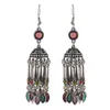 Bohemisk silverlegering Crystal Tassel Statement Drop Dangle örhängen smycken