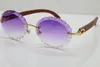 high quality Rimless Vintage sunglasses Metal Mix Wood Trimming Lens Round Sunglasses New 8200761 Designer Mens Women Luxury