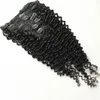 Kinky Curly Hair Machine fez clipe remy em extensões de cabelo humano espessa cor natural 100g 7 pcs / lote